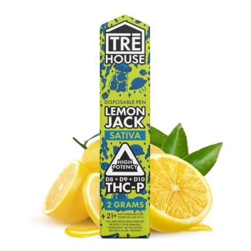 Tre House | Delta 8 Vape Pen + D9 + D10 + THC-P – Lemon Jack – Sativa 2g