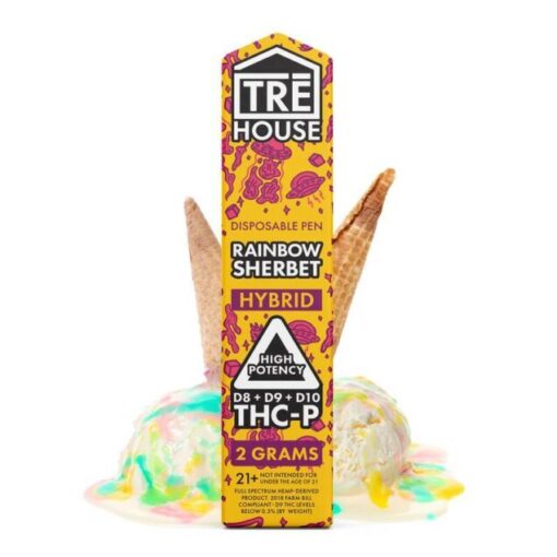 Tre House | Delta 8 Vape Pen + D9 + D10 + THC-P – Rainbow Sherbet – Hybrid 2g