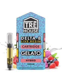 Tre House | Live Resin Delta 8 Cartridge – Gelato – Hybrid 1g