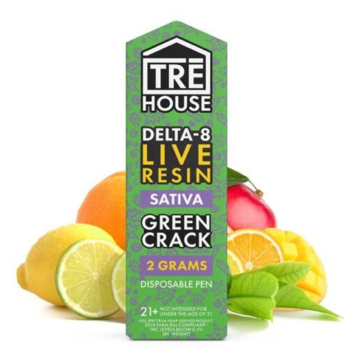 Tre House | Live Resin Delta 8 Vape Pen – Green Crack 2g Disposable