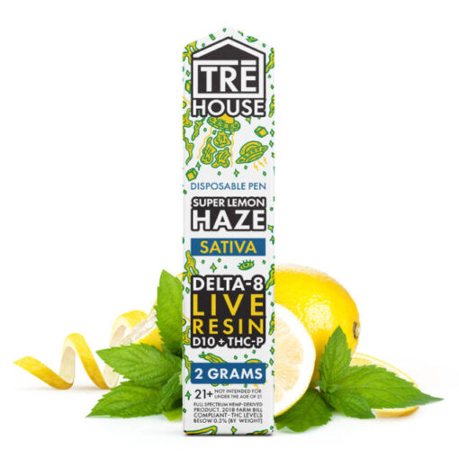 Tre House | Live Resin Delta 8 Vape Pen – Super Lemon Haze 2g Disposable