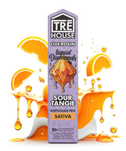 Tre House | Live Rosin Liquid Diamonds Vape Pen + D8 + D9 + D10 + HHC + THCP – Sour Tangie – Sativa – 2g